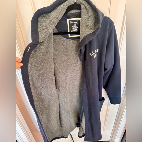 L.L.BEAN Rugby Robe In Navy/ Charcoal Sz S - Picture 4 of 10